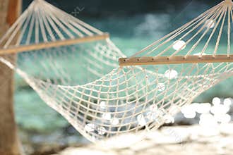 Hammock on a tropical beach resort vacation concept