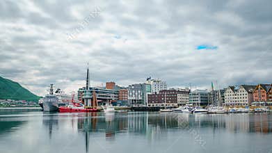 View of a marina in Tromso, North Norway
