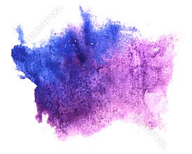 Art watercolor blue, purple ink paint blob