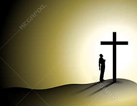 Man of Faith Alone With Cross