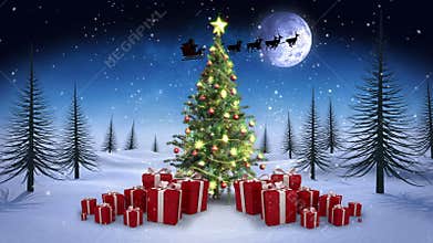 Festive brunette presenting a christmas card