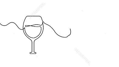 Minimal continuous line animation of liver and alcohol glass in seamless 4K loop
