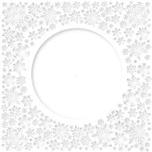 Christmas white snowflakes card (circle space for text)