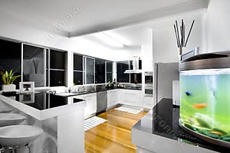 Kitchen Interior with City Views
