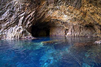 A blue cave in the mediterranean sea