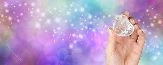 Crystal healing website banner with glitter