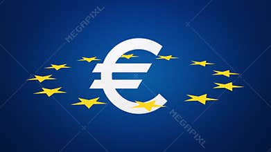 Euro currency symbol with stars