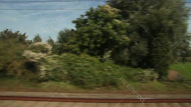 View of passing landscape. Belgium, Europe