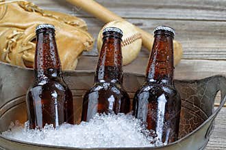 Ice Cold Bottle Beer and Baseball Stuff