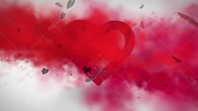 Red smoke with valentines message