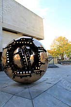 Sculpture titled 'Sphere within a sphere' Trinity college,Dublin,Ireland,Fall,2014