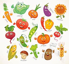 Vegetables. Funny cartoon character