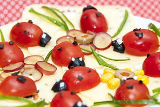 Funny food-lady bug appetizer