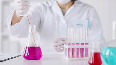 Close up of scientist making research in lab