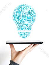 Idea light bulb business tablet web