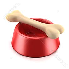 Bone in dog bowl