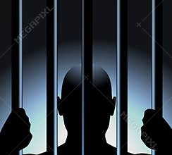 Man Behind Bars of Prison