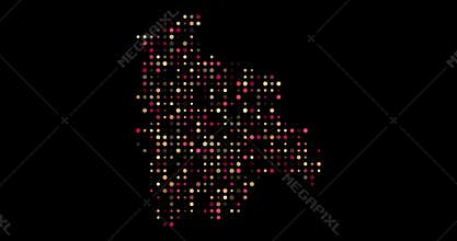 Digital Circles Falling to Form the Bolivia Map Outline