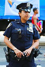 NYPD officer providing security during LGBT Pride Parade in NY