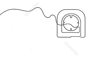 Minimalist power socket continuous line drawing icon loop animation