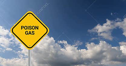 poison gas traffic sign on blue sky
