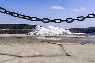 Early Spring Snow - View of Wangtan Square, Jingyuetan National Forest Park, Changchun, China