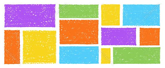 Colorful kindergarten frame with playful crayon borders and hand-drawn doodle set.