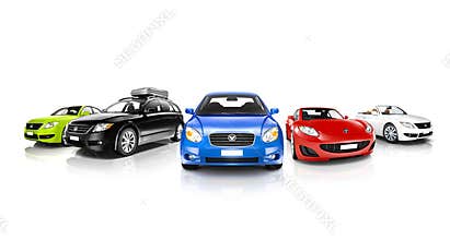 Studio Shot of Colorful Generic Cars
