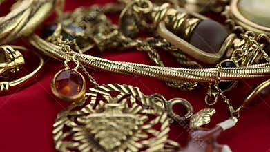 Panning through jewelry. A many luxury accessories
