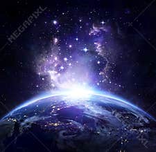 Earth view from space at night