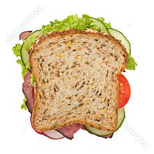 Roast beef sandwich top view