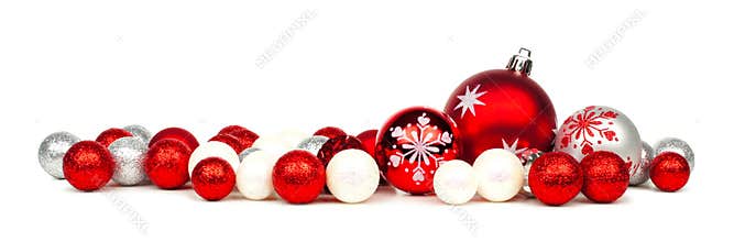 Red and white Christmas ornament border