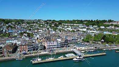 Dartmouth, River Dart, South Devon, England: DRONE VIEWS: Circling shots of the town of Dartmouth & Dartmouth Harbour
