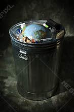 Earth in Trash Can