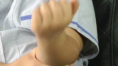 Boy with allergy skin scratch itchy arm