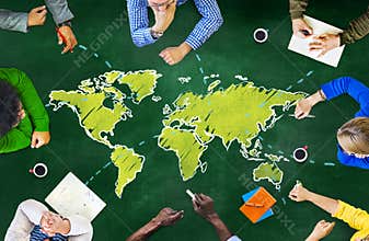 Group of People Blackboard Global Communications Concept