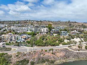 Aerial view of Cardiff by the Sea, beach community in the incorporated city of Encinitas in San Diego County, California