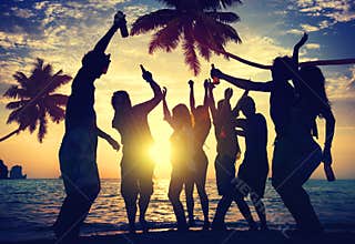 People Teenagers Summer Enjoying Beach Party Concept