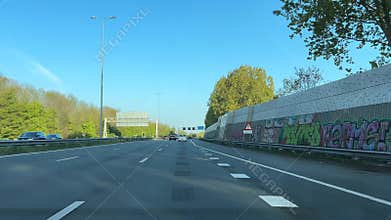Driving on highway and rural roads near Amsterdam, Netherlands, with farmland and