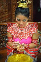 Thai Woman Carving Apple