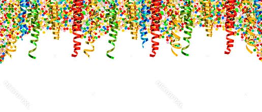 Party decoration border serpentine confetti Holidays background