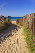 The Regional Natural Park Dune Costiere,Apulia ITALY. Sea horizon: view from fence between sea dunes.