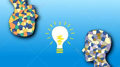 The emergence of the idea, a mosaic of human head, inspiration and creativity