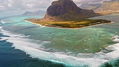 Aerial view on volcanic tropical island