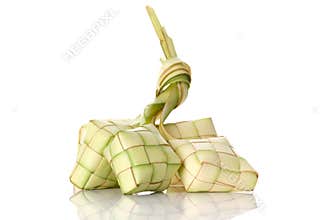 Ketupat rice dumpling on white background