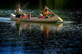 Family Canoeing at Lake