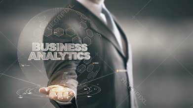 Business Analytics with hologram businessman concept