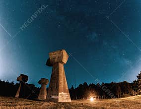 Milky way over a memorial park