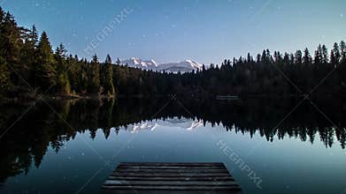 Stars Night Lake Moon Mountains Timelapse 4k