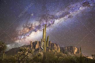 Saguaro Cactus & the Milky Way @ Superstition Mountains